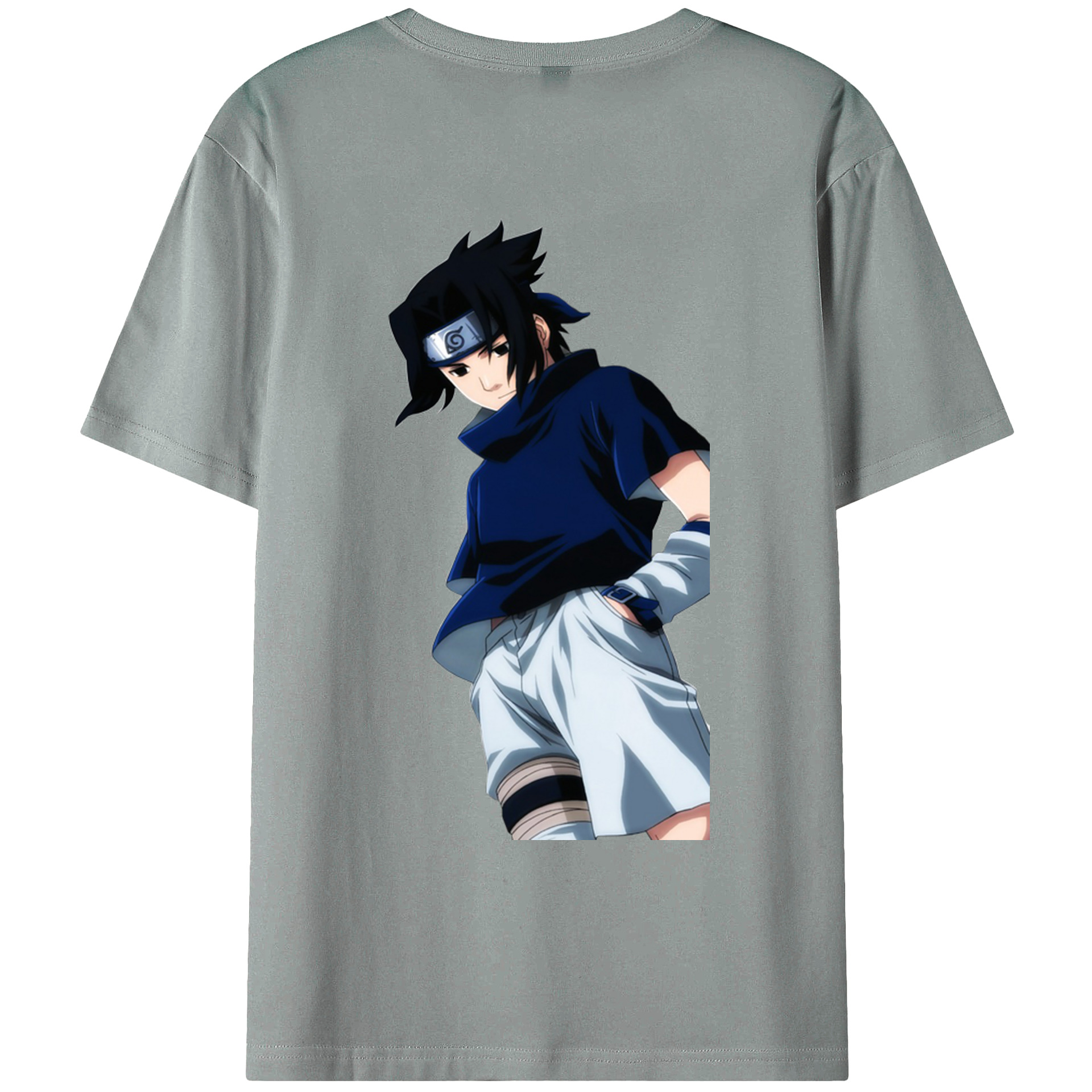 （画像用） NARUTO -ナルト- うちは サスケ Uchiha Sasuke 綿100％ メンズ半袖Tシャツ（バックプリント） 通気性